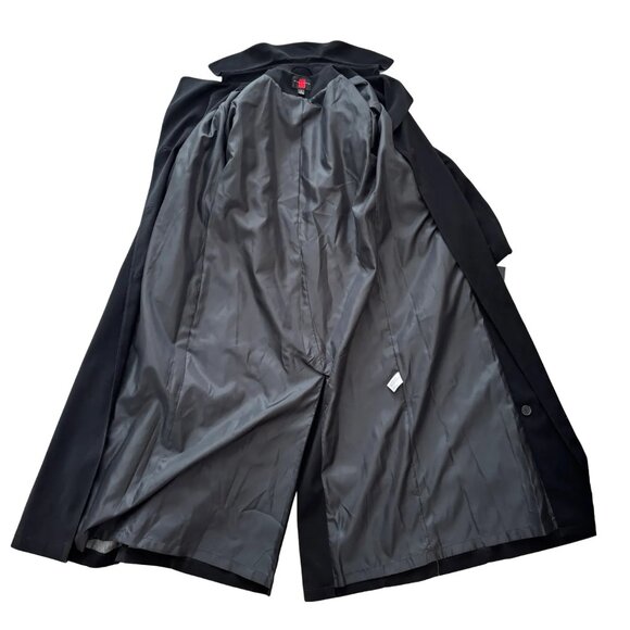 NWT GALLERY Water Repellent Double Breasted Belted Trench Coat in Black SZ 8 - Picture 9 of 14